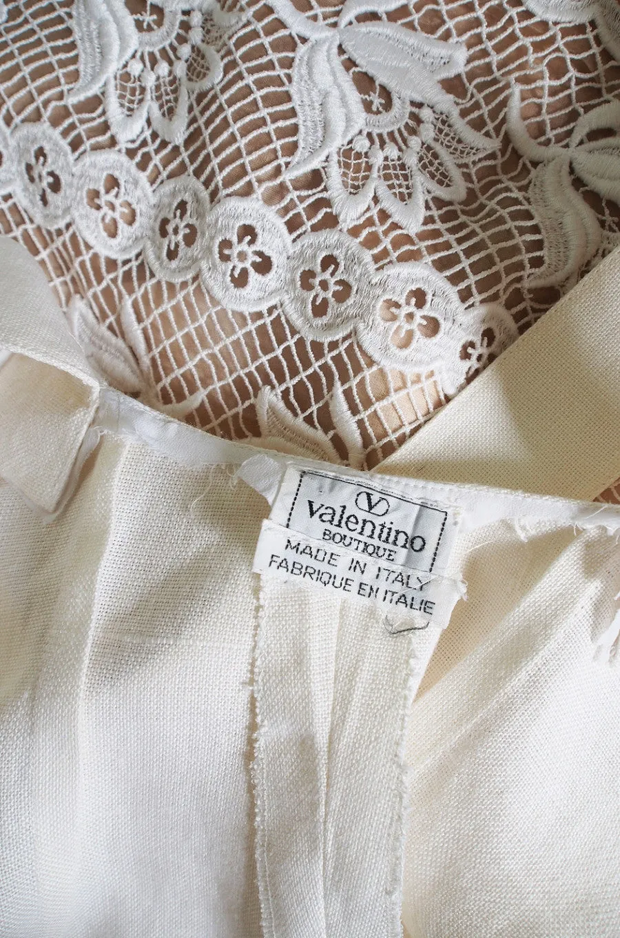 1970s Valentino Cross Back Linen Dress