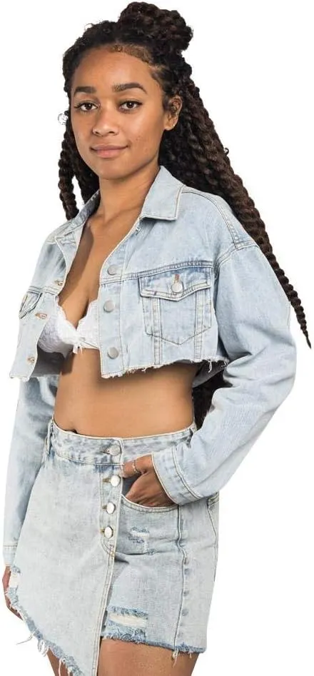 American Bazi Women's Destroyed Denim Jacket