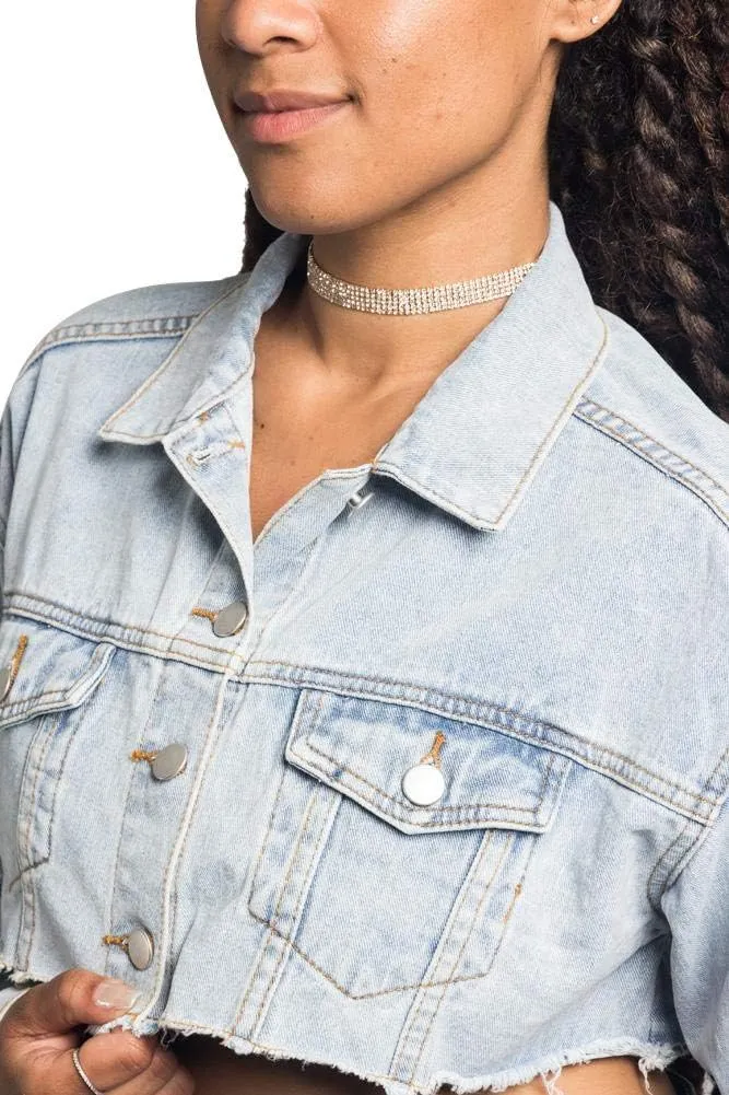 American Bazi Women's Destroyed Denim Jacket