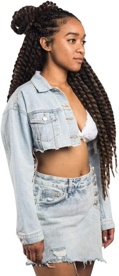 American Bazi Women's Destroyed Denim Jacket