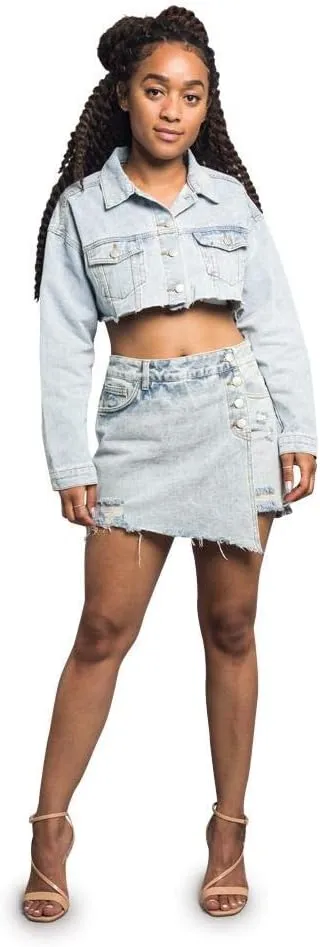 American Bazi Women's Destroyed Denim Jacket