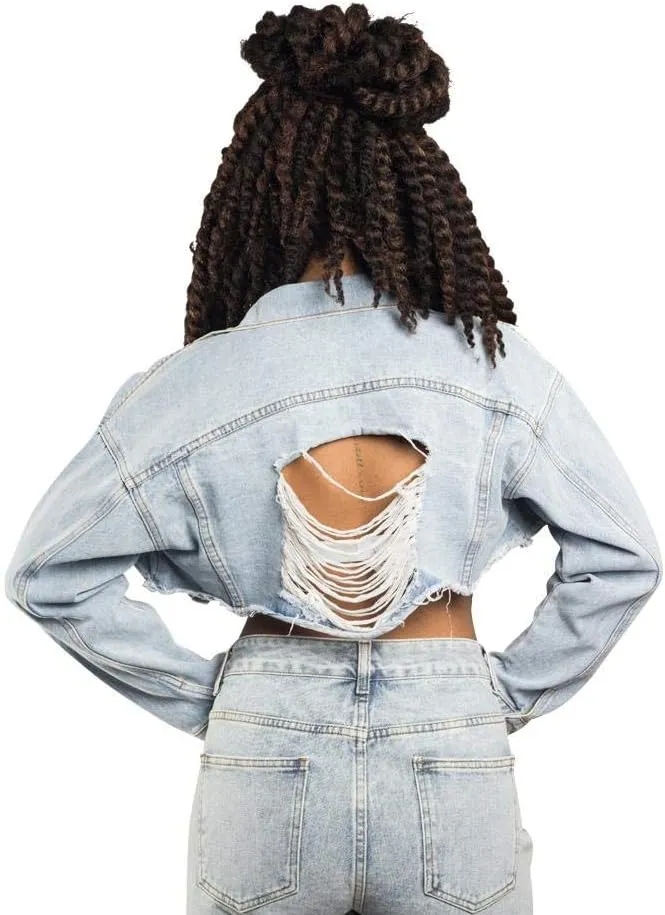 American Bazi Women's Destroyed Denim Jacket