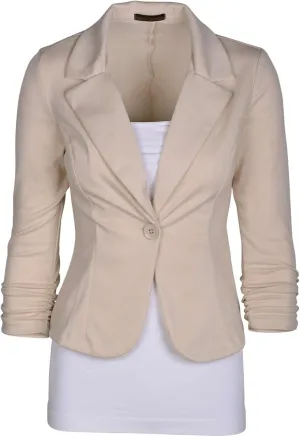 Aulin Collection Women's Casual Work Solid Color Knit Blazer
