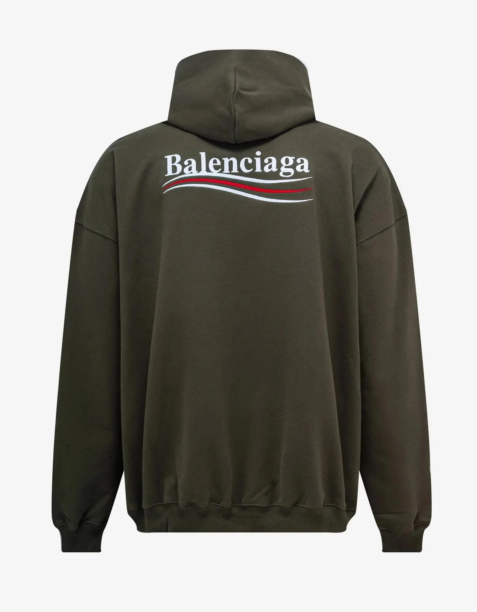 Balenciaga Khaki Political Logo Large Fit Hoodie
