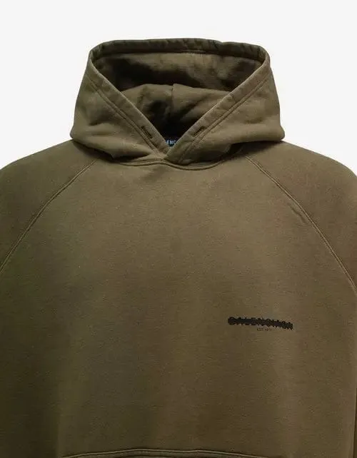 Balenciaga Khaki Strike 1917 Logo Oversized Hoodie