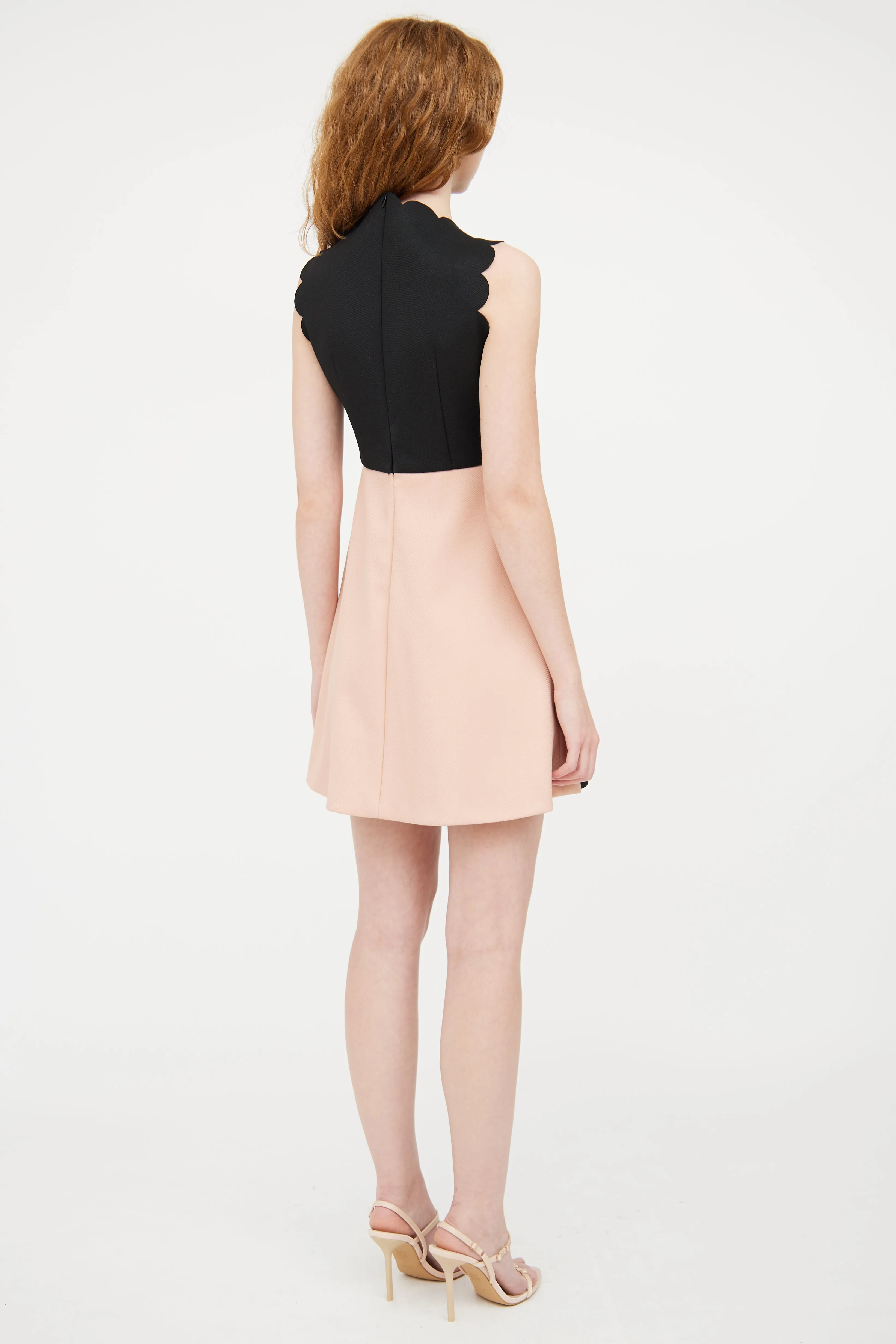 Black & Pink Scalloped Lace Dress