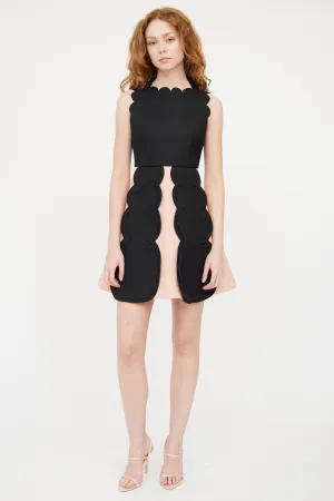 Black & Pink Scalloped Lace Dress