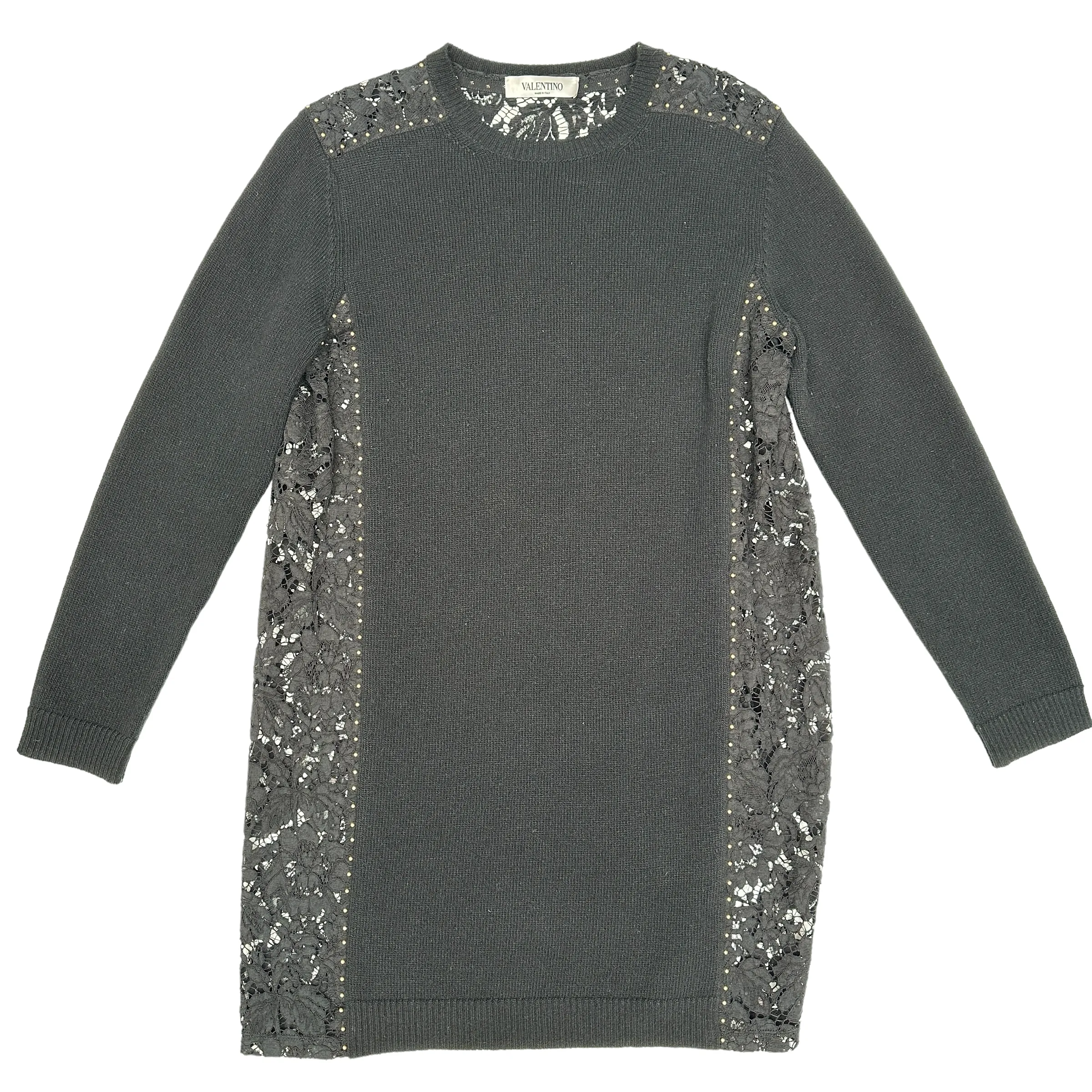 Black Dress with Lace & Studs - M