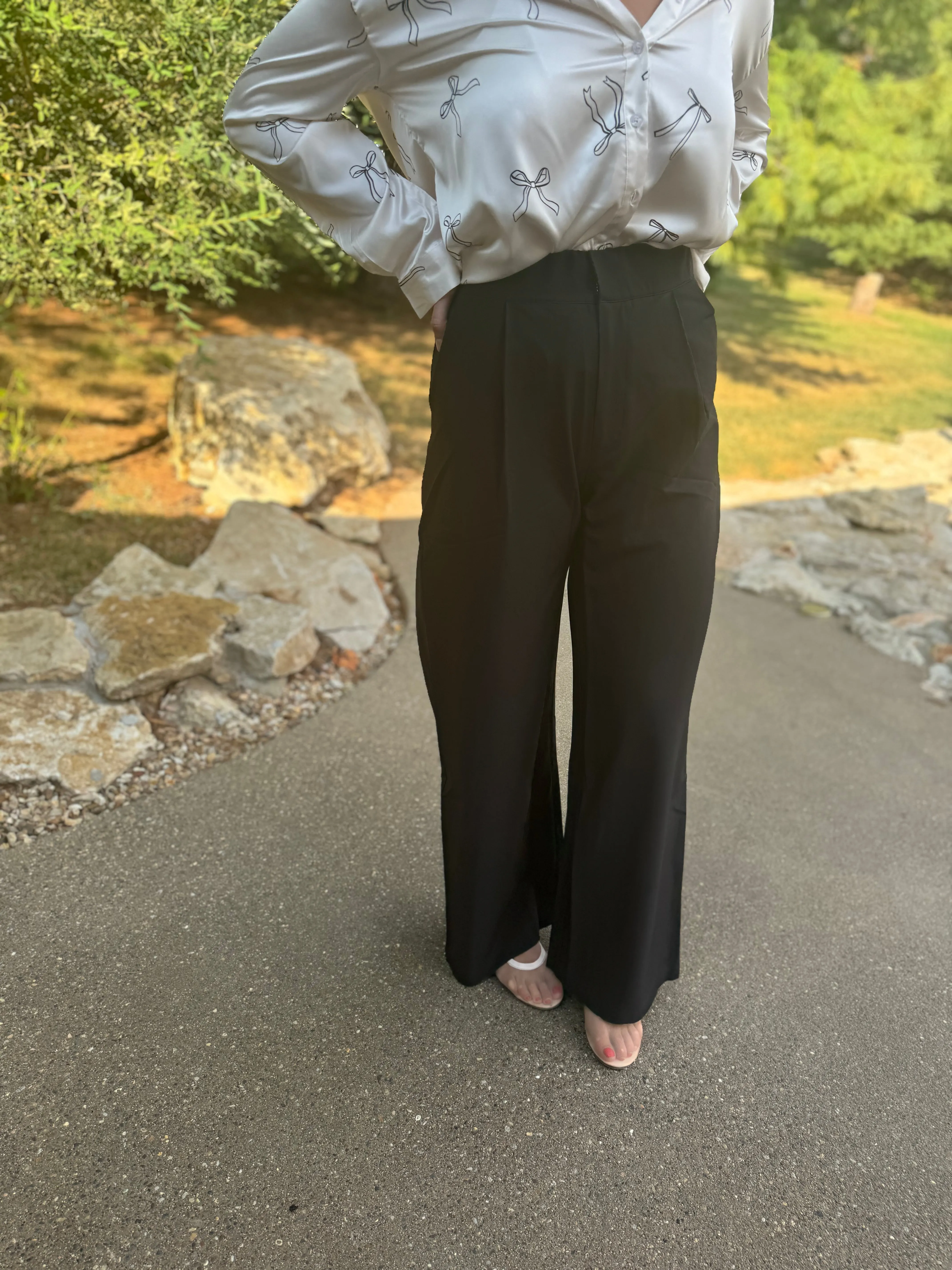 Black High Waisted Wide Leg Trousers