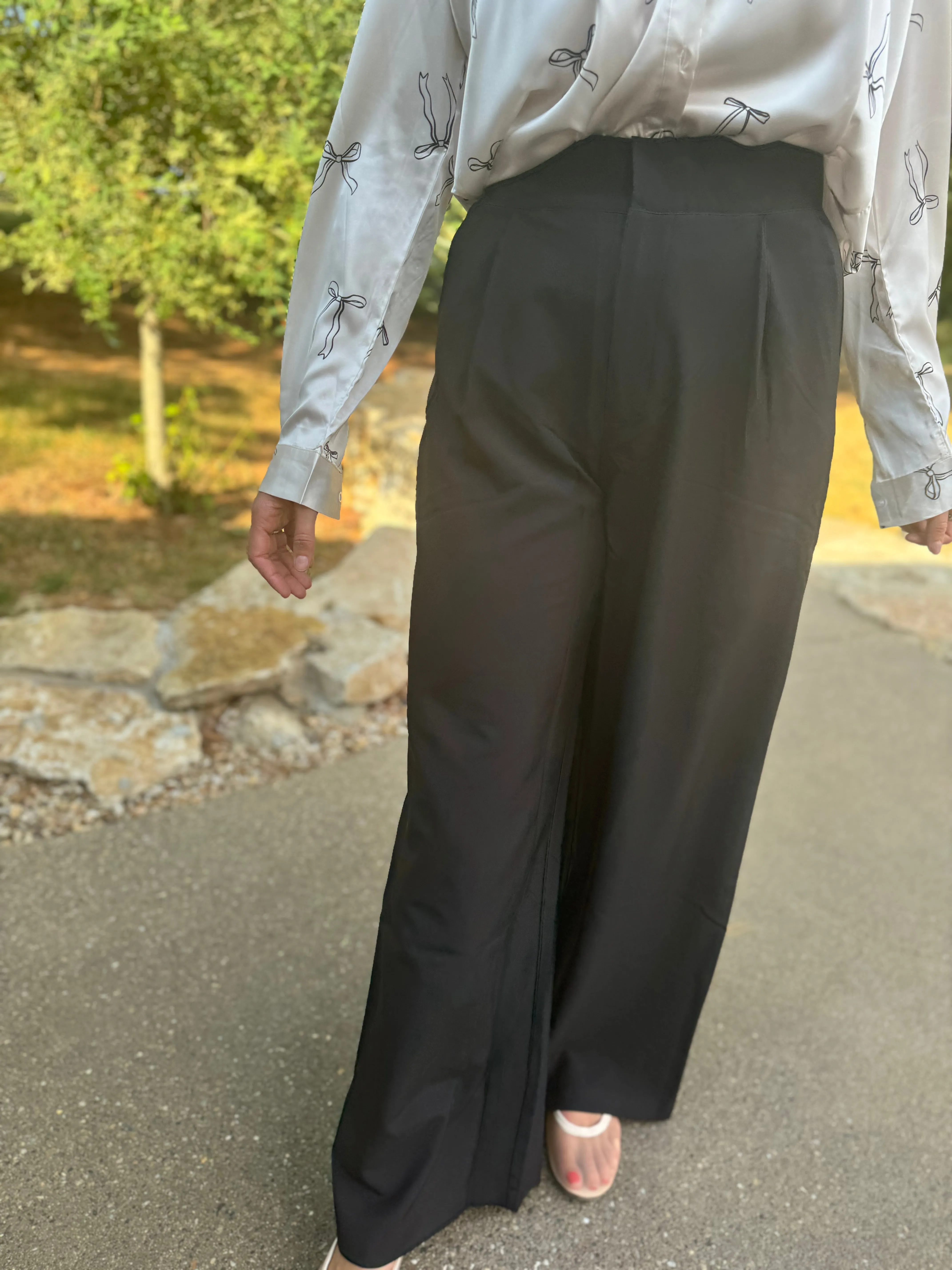 Black High Waisted Wide Leg Trousers