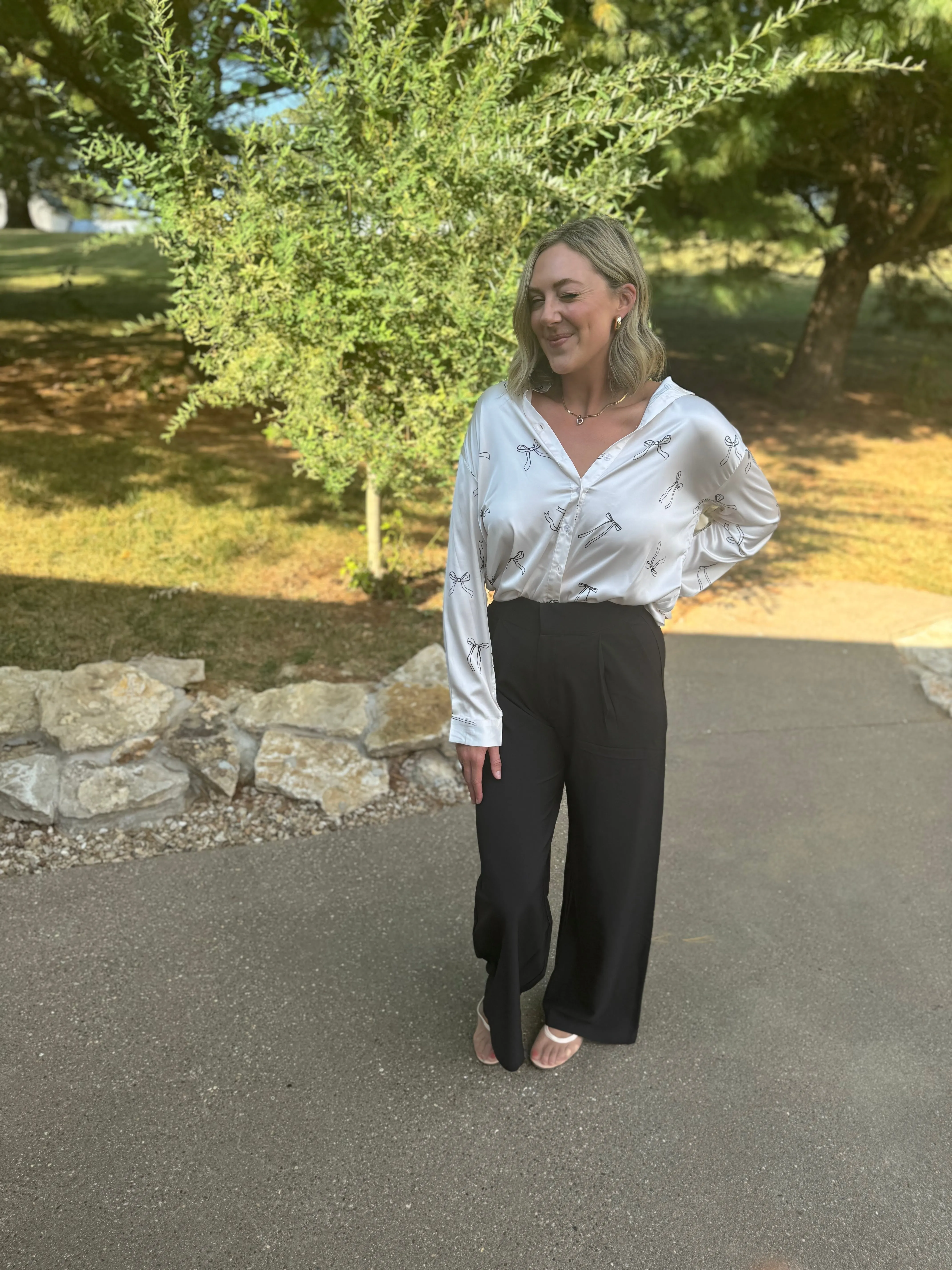 Black High Waisted Wide Leg Trousers