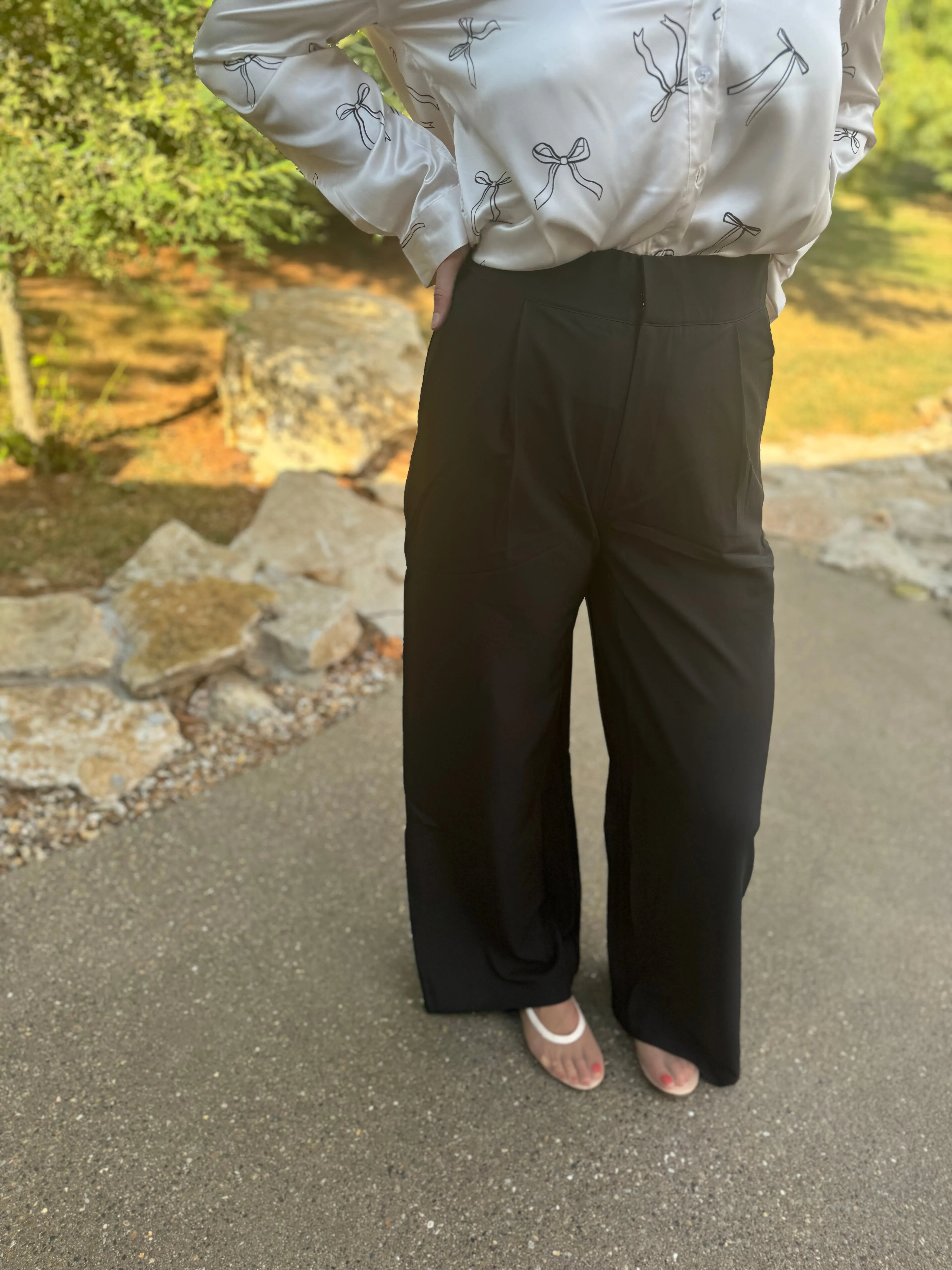 Black High Waisted Wide Leg Trousers