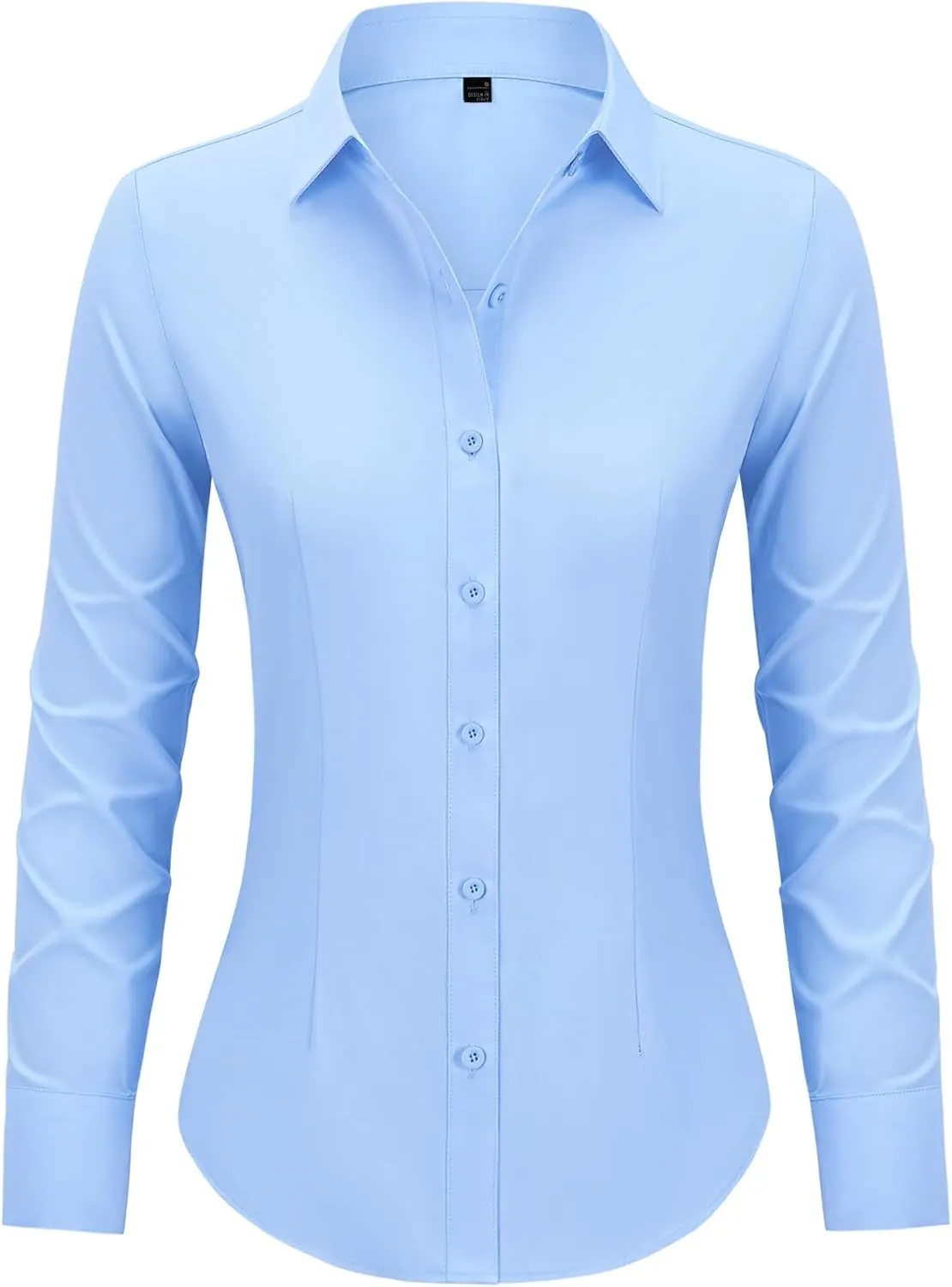 Button Down Shirts for Women Long Sleeve Dress Shirts Slim Fit Wrinkle Free Collared Blouse Work Office Blouse Tops