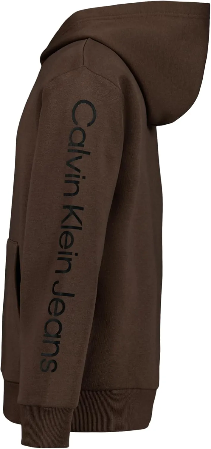 Calvin Klein Boys' Long Sleeve Pullover Fleece Hoodie