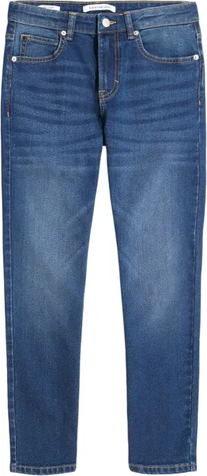 Calvin Klein Boys' Slim Fit Straight Leg Stretch Denim Jeans, 5-Pocket Style, Zipper Fly & Button Closure