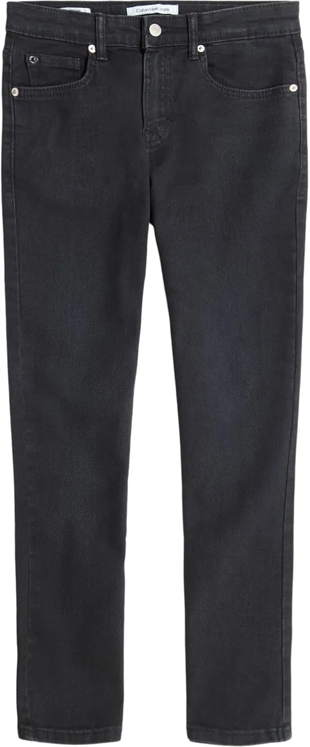 Calvin Klein Boys' Slim Fit Straight Leg Stretch Denim Jeans, 5-Pocket Style, Zipper Fly & Button Closure