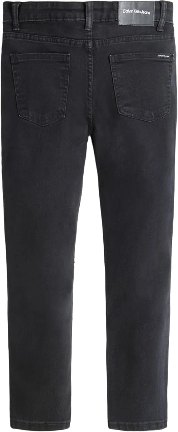 Calvin Klein Boys' Slim Fit Straight Leg Stretch Denim Jeans, 5-Pocket Style, Zipper Fly & Button Closure