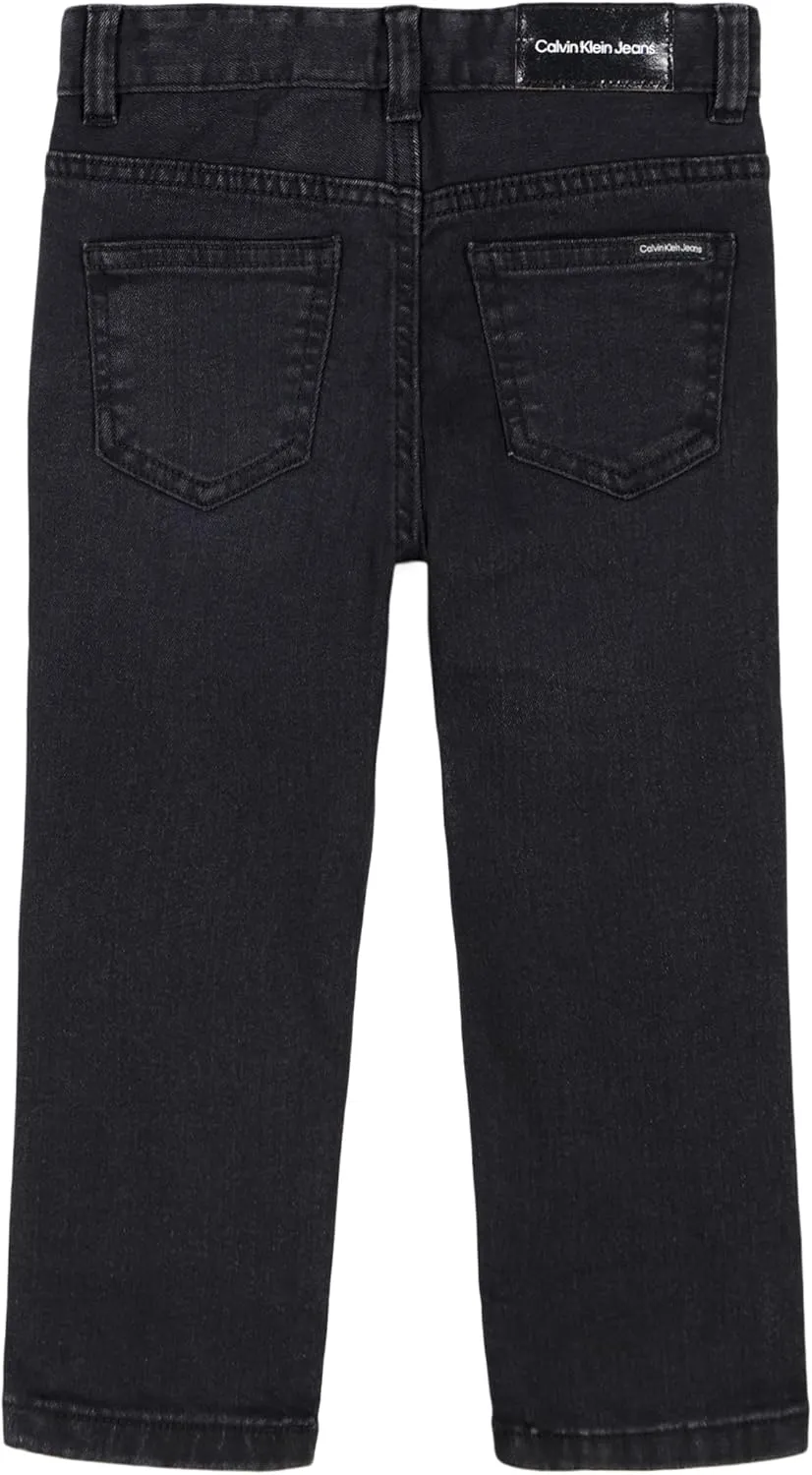 Calvin Klein Boys' Slim Fit Straight Leg Stretch Denim Jeans, 5-Pocket Style, Zipper Fly & Button Closure