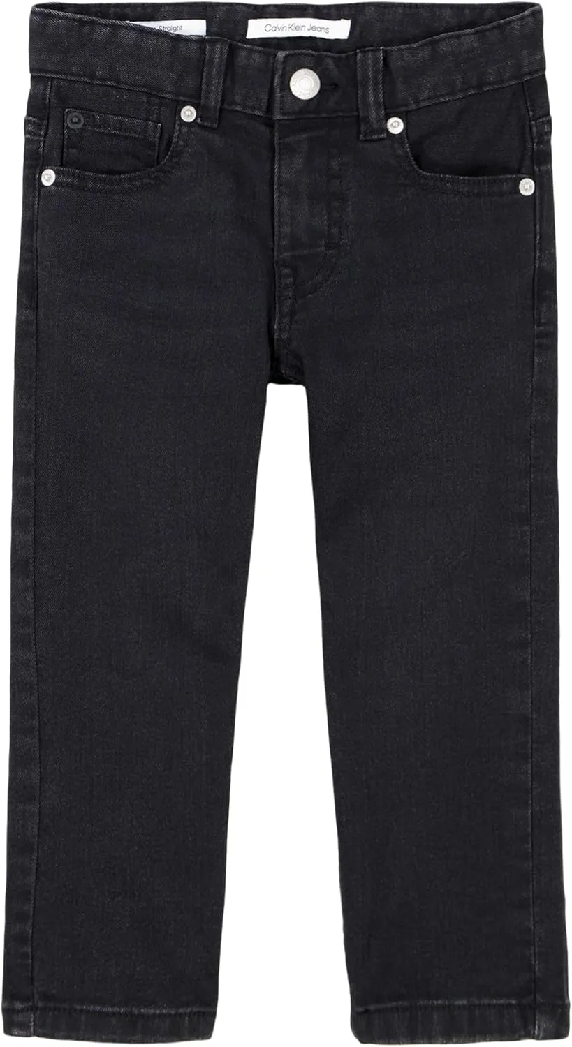 Calvin Klein Boys' Slim Fit Straight Leg Stretch Denim Jeans, 5-Pocket Style, Zipper Fly & Button Closure