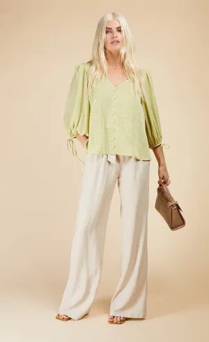 Chartreuse Check Button Detail Top
