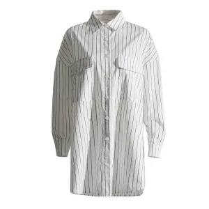 Colorblock Striped Casual Loose Blouses For Women Lapel Long Sleeve Patchwork Single Breasted Blouse Female