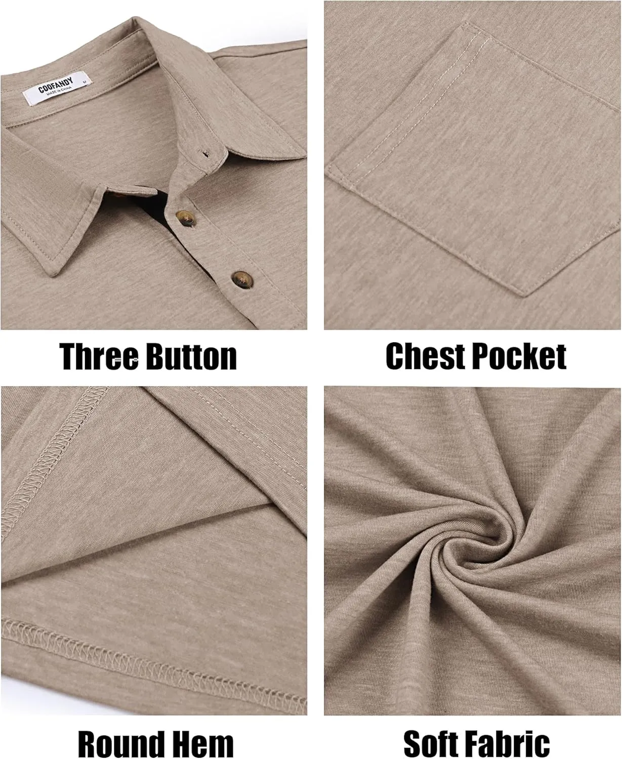 COOFANDY Men Short Sleeve Polo Shirt Casual Summer Collar Shirts Dress Button Polo T Shirt Classic Golf Shirts