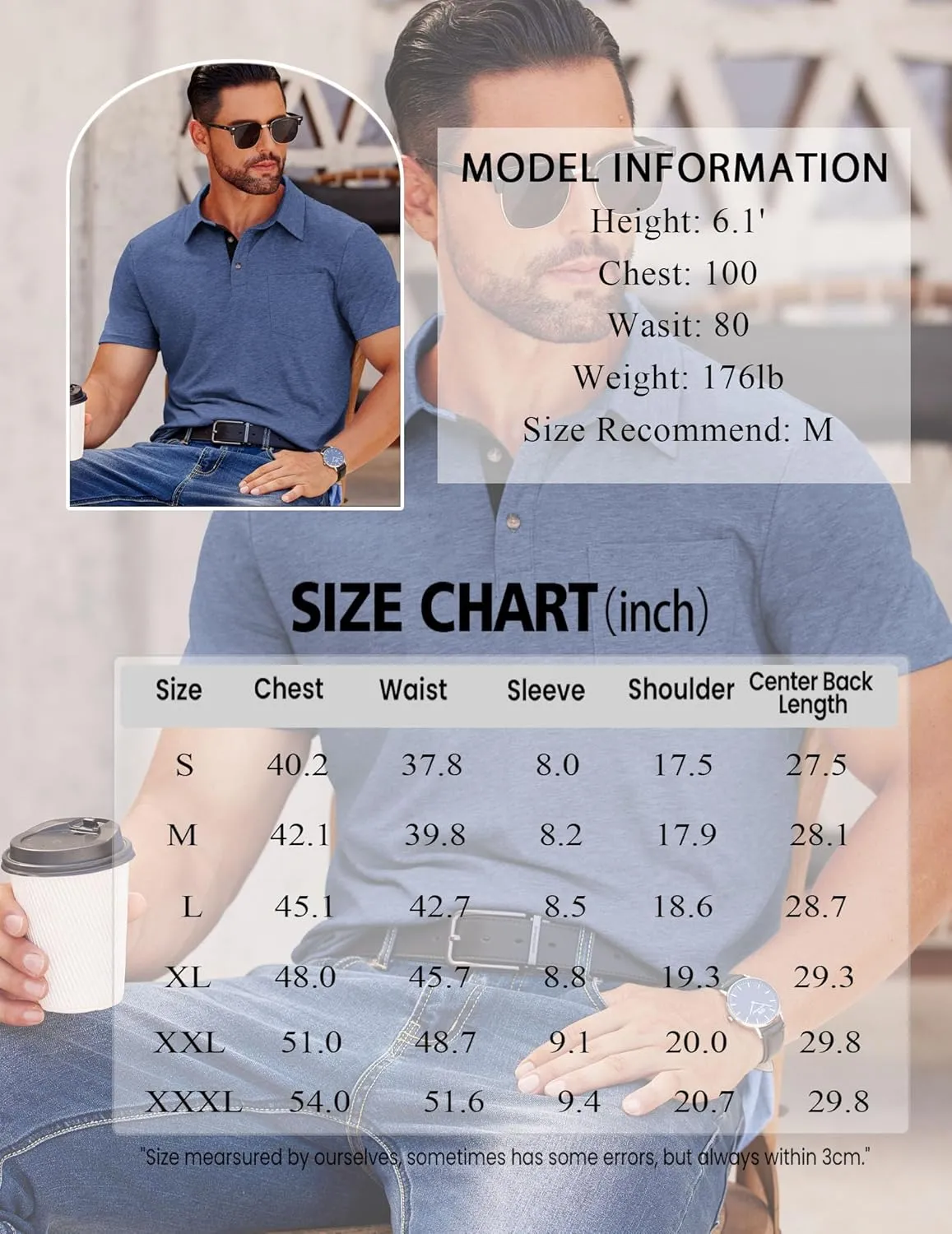 COOFANDY Men Short Sleeve Polo Shirt Casual Summer Collar Shirts Dress Button Polo T Shirt Classic Golf Shirts