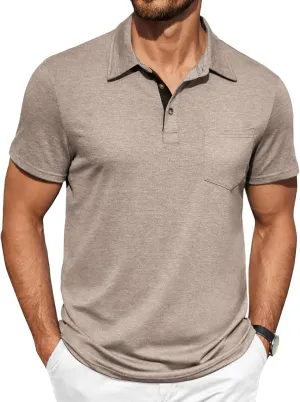 COOFANDY Men Short Sleeve Polo Shirt Casual Summer Collar Shirts Dress Button Polo T Shirt Classic Golf Shirts
