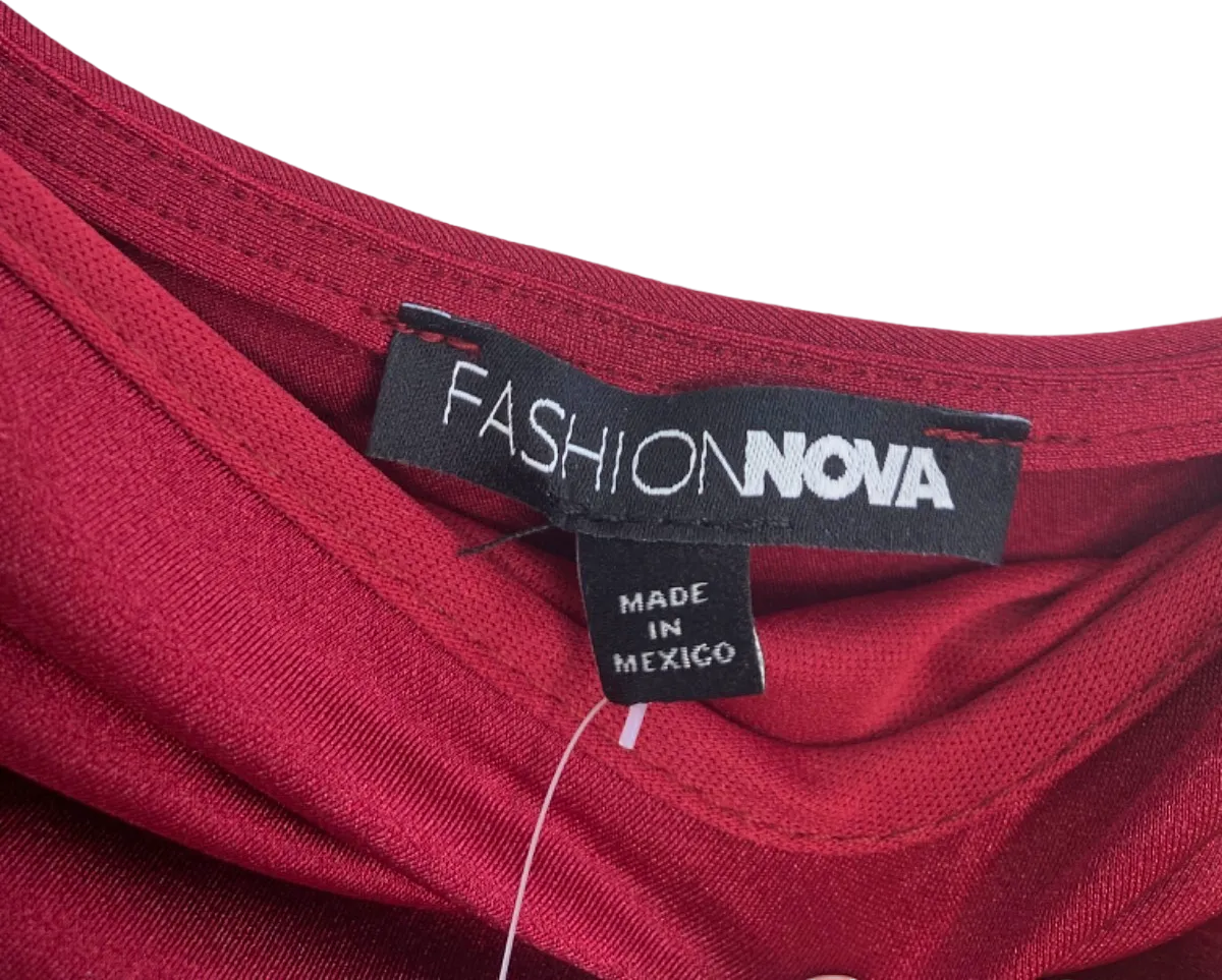 FashionNova Red Off-Shoulder Evening Dress XS