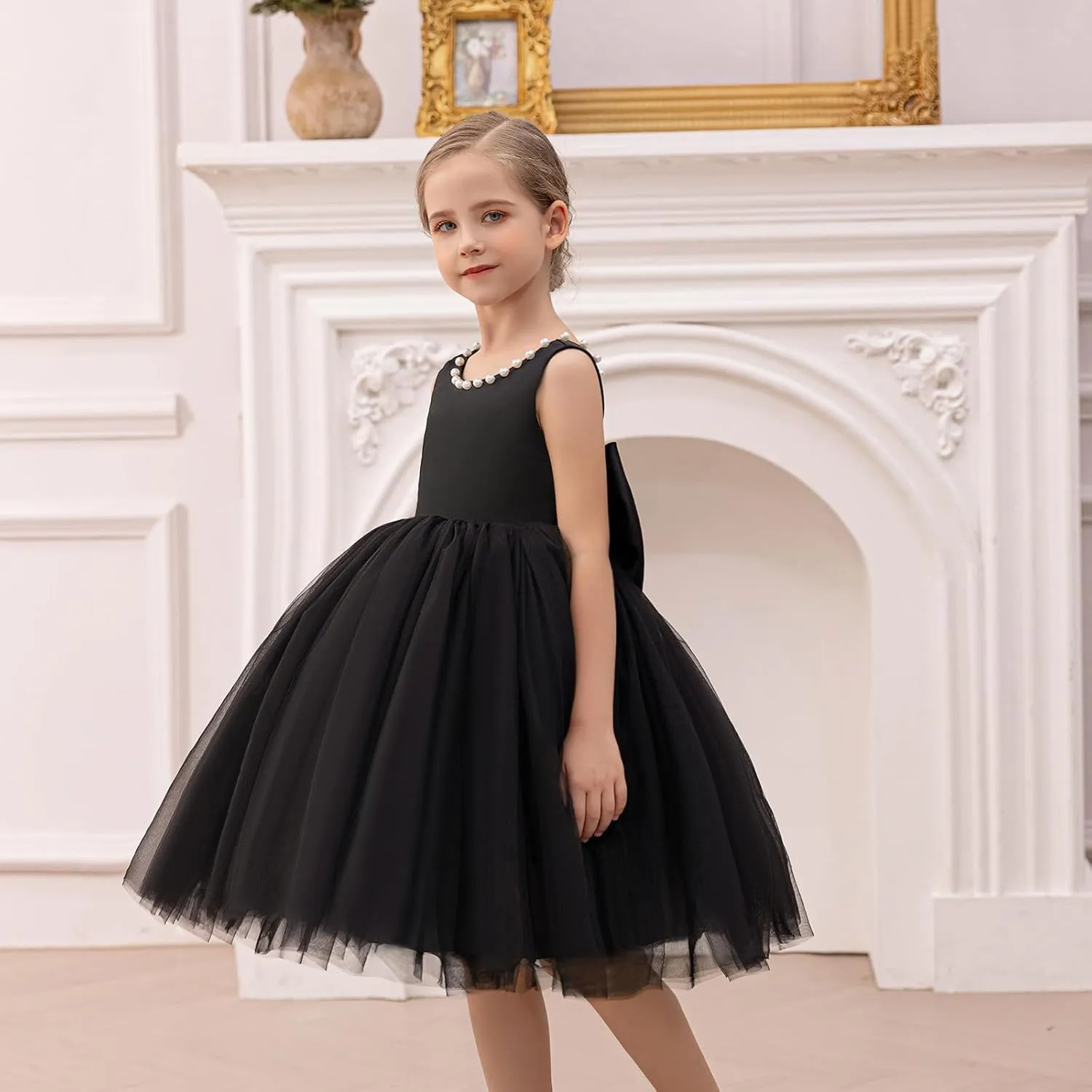 Flower Girl Dress Kids Satin Tulle Wedding Guest Party Birthday Bridesmaid Communion Pageant Prom Ball Gown Maxi