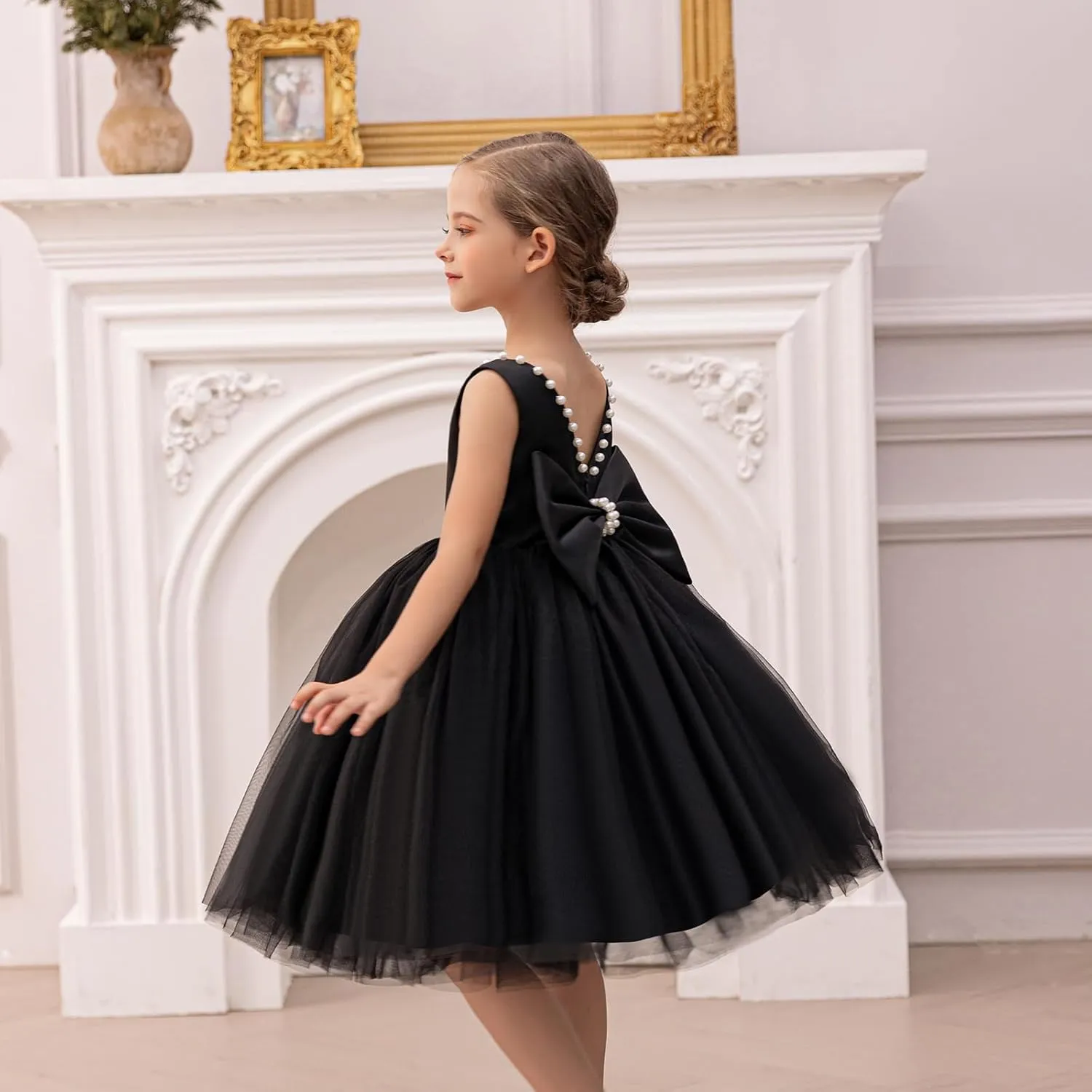 Flower Girl Dress Kids Satin Tulle Wedding Guest Party Birthday Bridesmaid Communion Pageant Prom Ball Gown Maxi