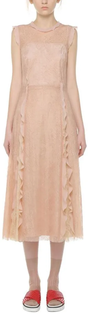 Flower Ramage Lace Dress with Ruffles