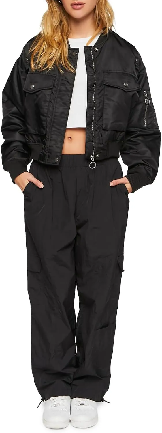 Forever 21 Women's Cropped Bomber Jacket