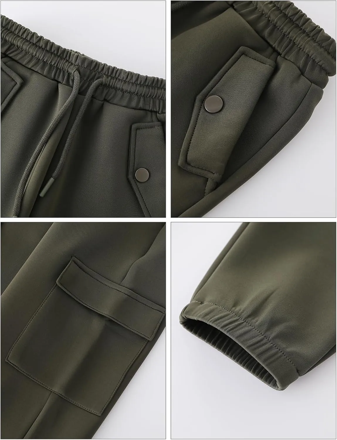 Girls Cargo Pants Joggers, Quick Dry Casual Hiking Pants Slim Fit with Pockets Drawstring High Waisted, 8-14Y