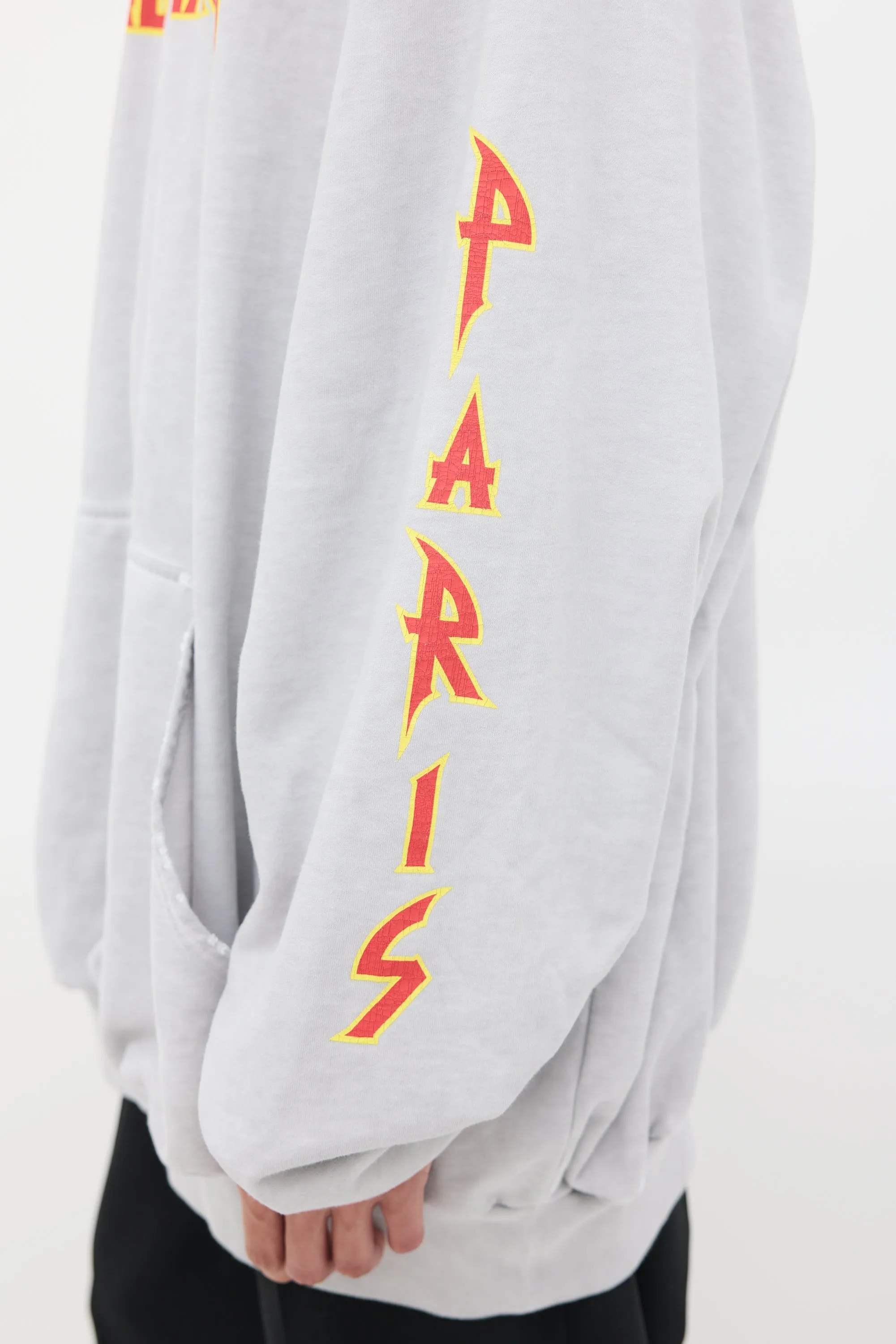 Grey & Multicolour Metal Logo Oversized Hoodie