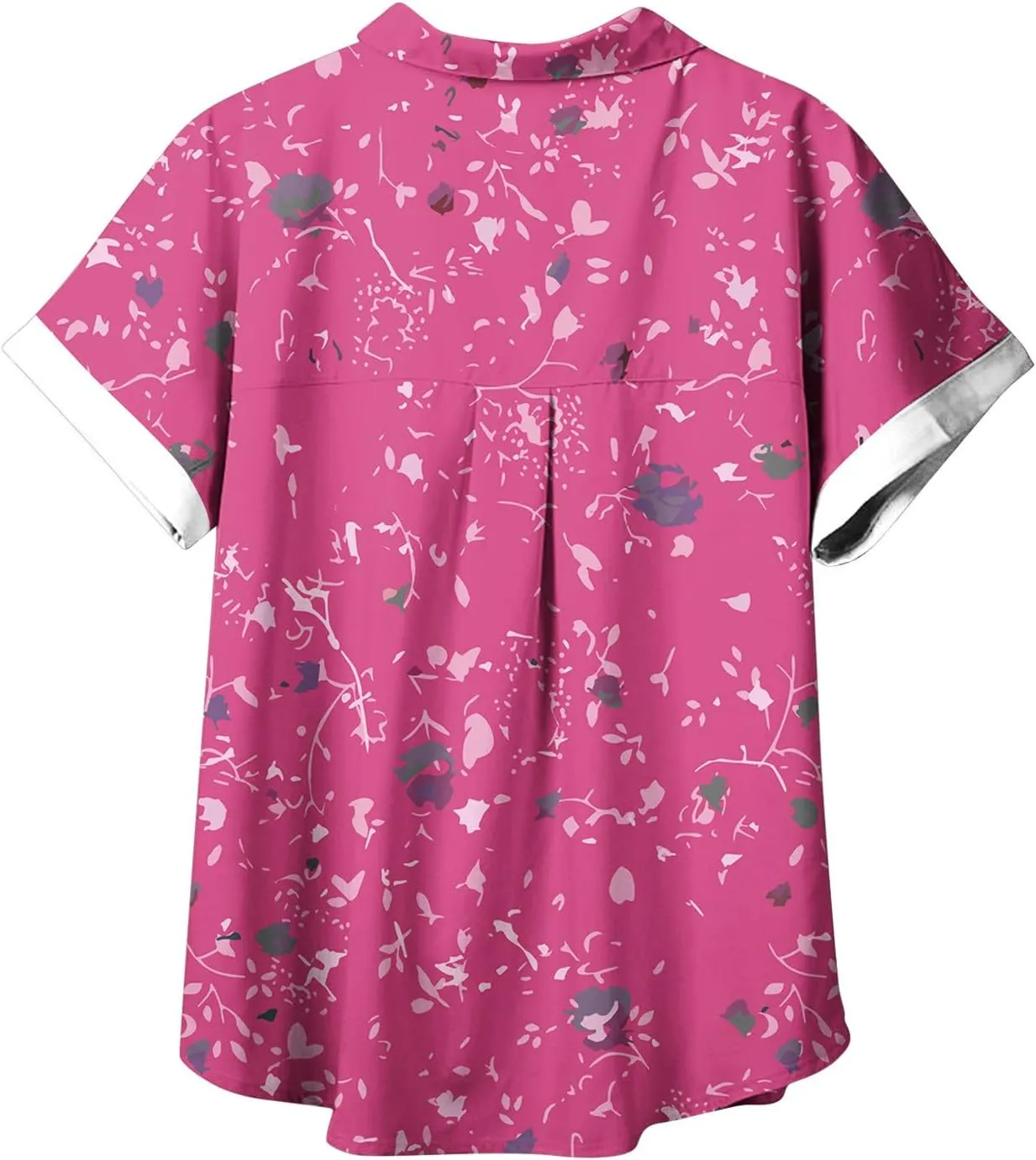 Hawaiian Shirts for Women Button Down Short Sleeve V Neck T Shirts Boho Floral Print Summer Blouses with Pockets