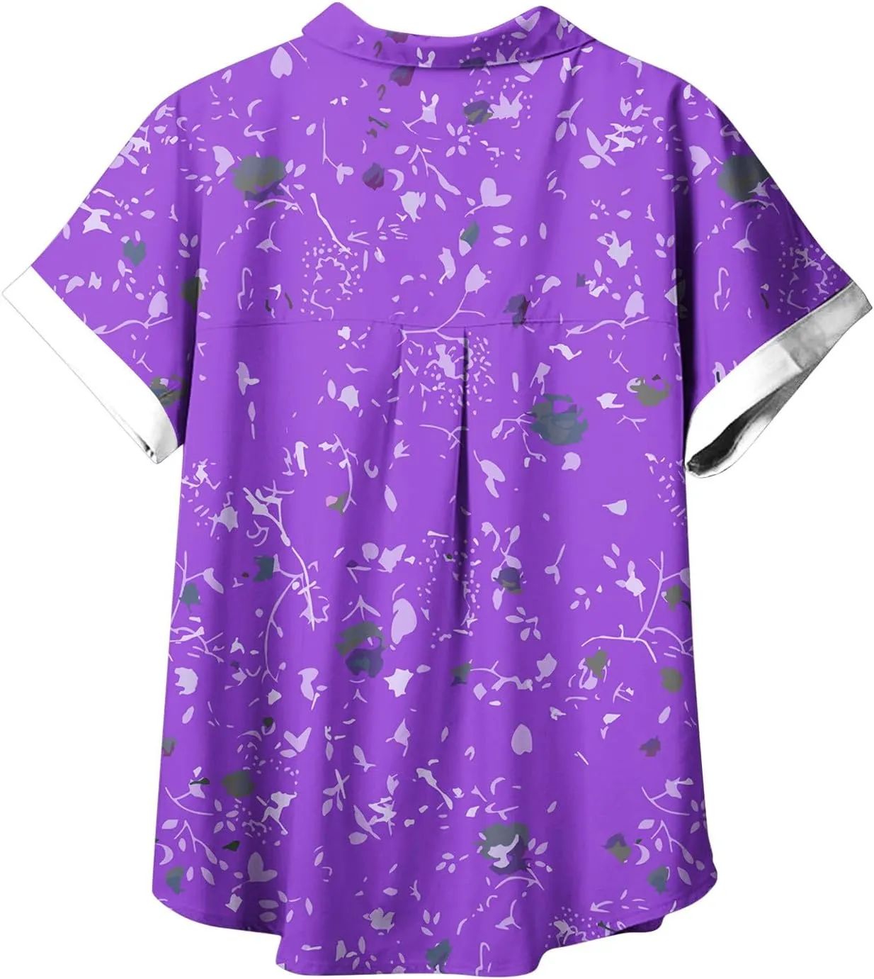 Hawaiian Shirts for Women Button Down Short Sleeve V Neck T Shirts Boho Floral Print Summer Blouses with Pockets