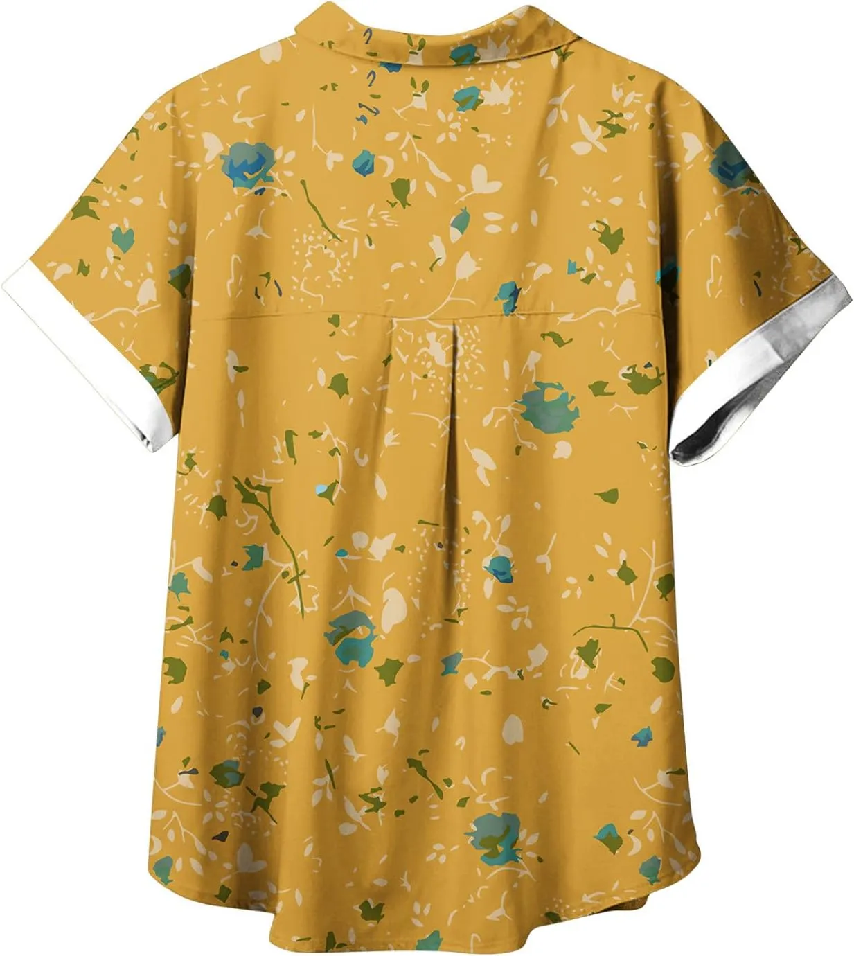 Hawaiian Shirts for Women Button Down Short Sleeve V Neck T Shirts Boho Floral Print Summer Blouses with Pockets
