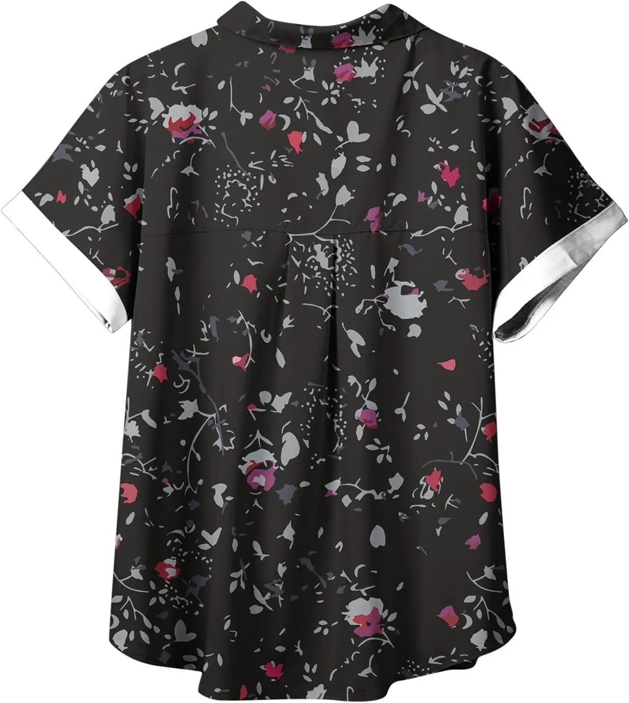 Hawaiian Shirts for Women Button Down Short Sleeve V Neck T Shirts Boho Floral Print Summer Blouses with Pockets