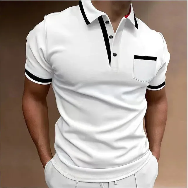 Men's Casual Square Collar Double Buckle Printed