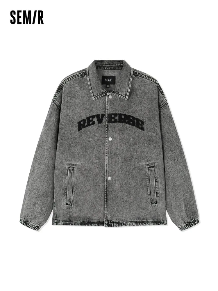 Men's Eco-Friendly Lyocell Denim Contrast Monogram Loose Denim Jacket