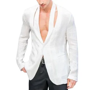 Men's Fashion Casual V-neck Slim Fit Textured Fabric Blazer 41527021K