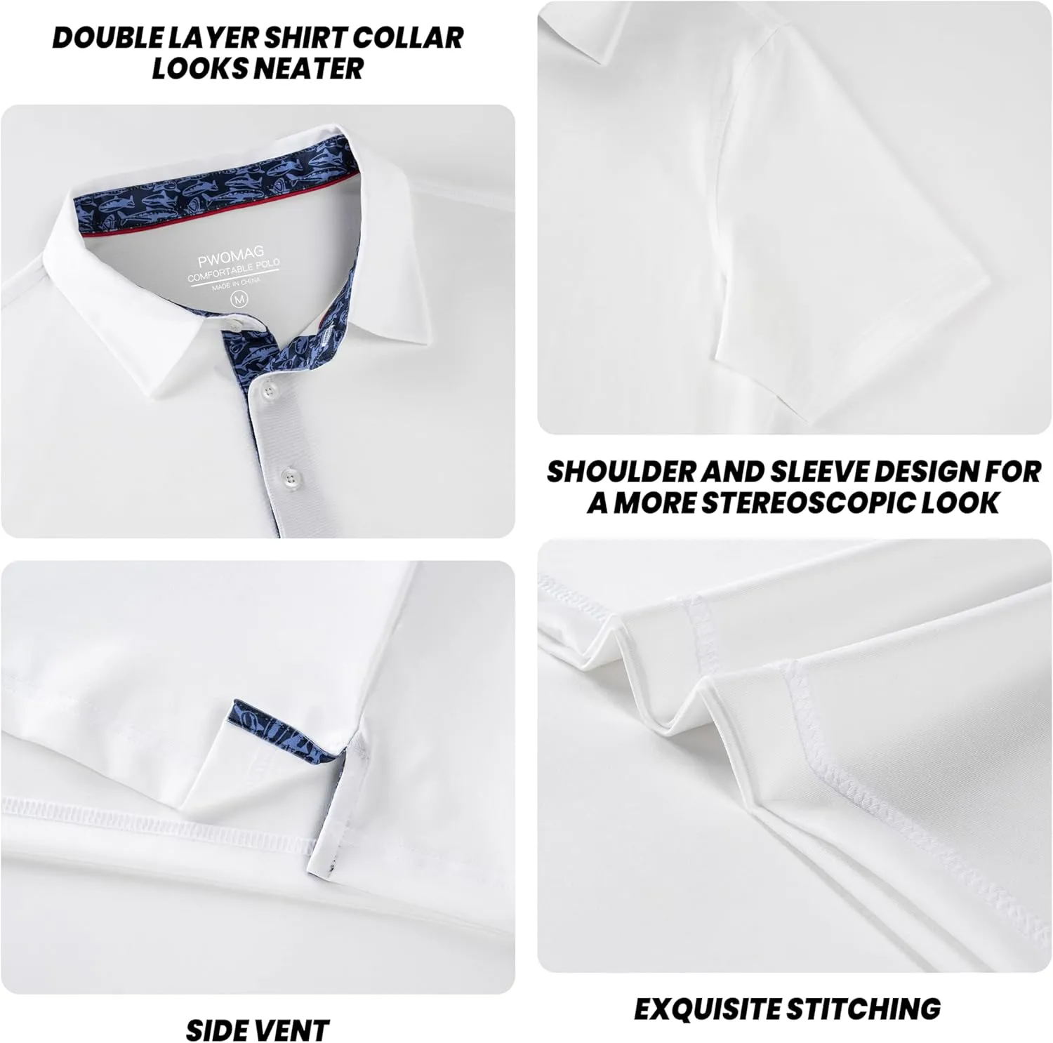 Mens Golf Shirt Short Sleeve Moisture Wicking Dry Fit Performance Casual Solid Collared Golf Polo Shirts for Men