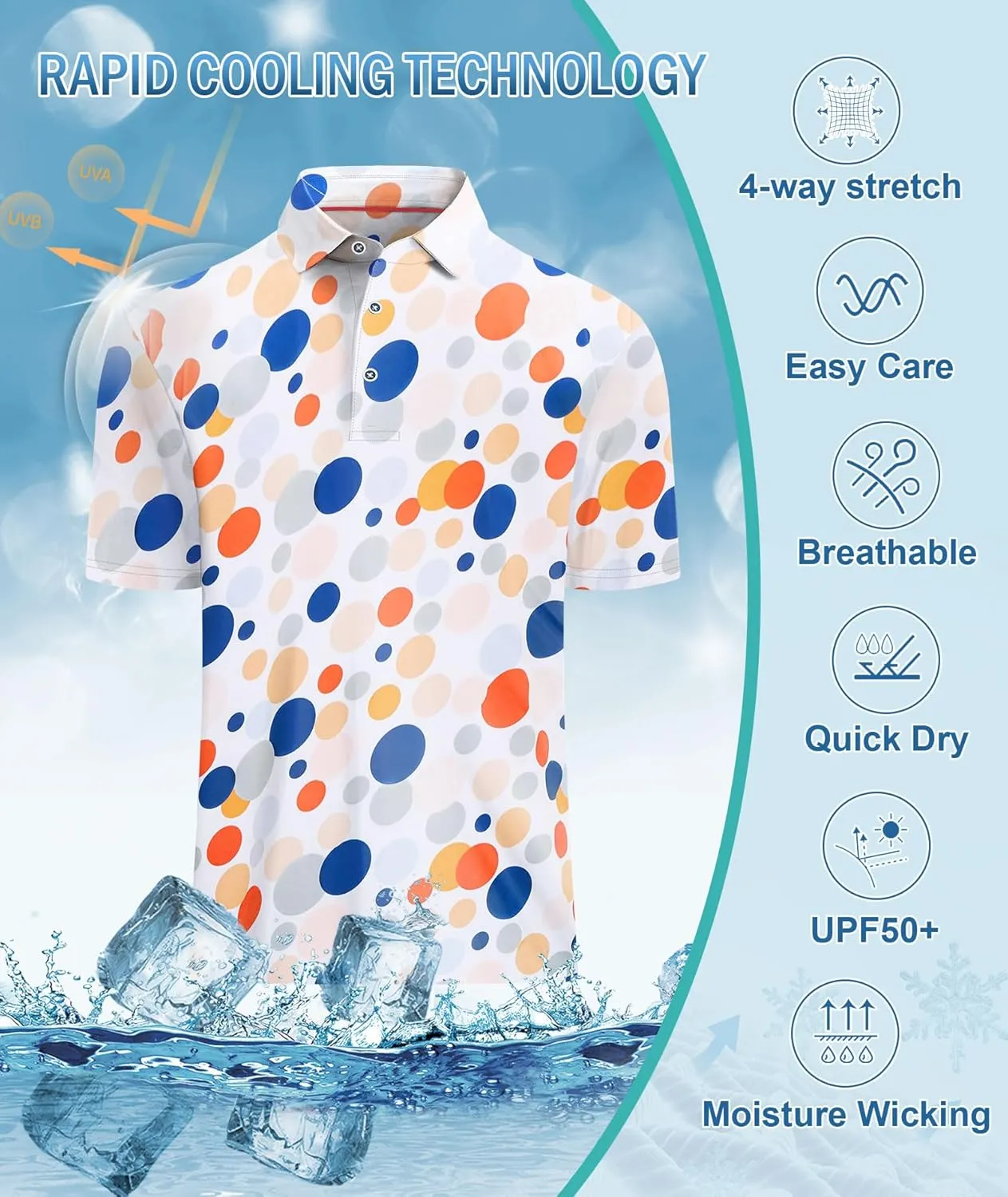 Mens Golf Shirts Short Sleeve Moisture Wicking Dry Fit Performance Athletic Polo Shirt