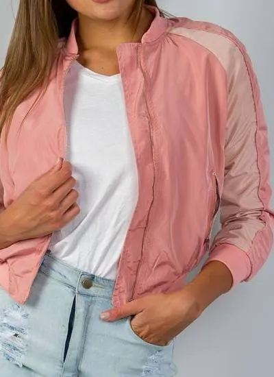 Mia Stripe Bomber Jacket (Pink)