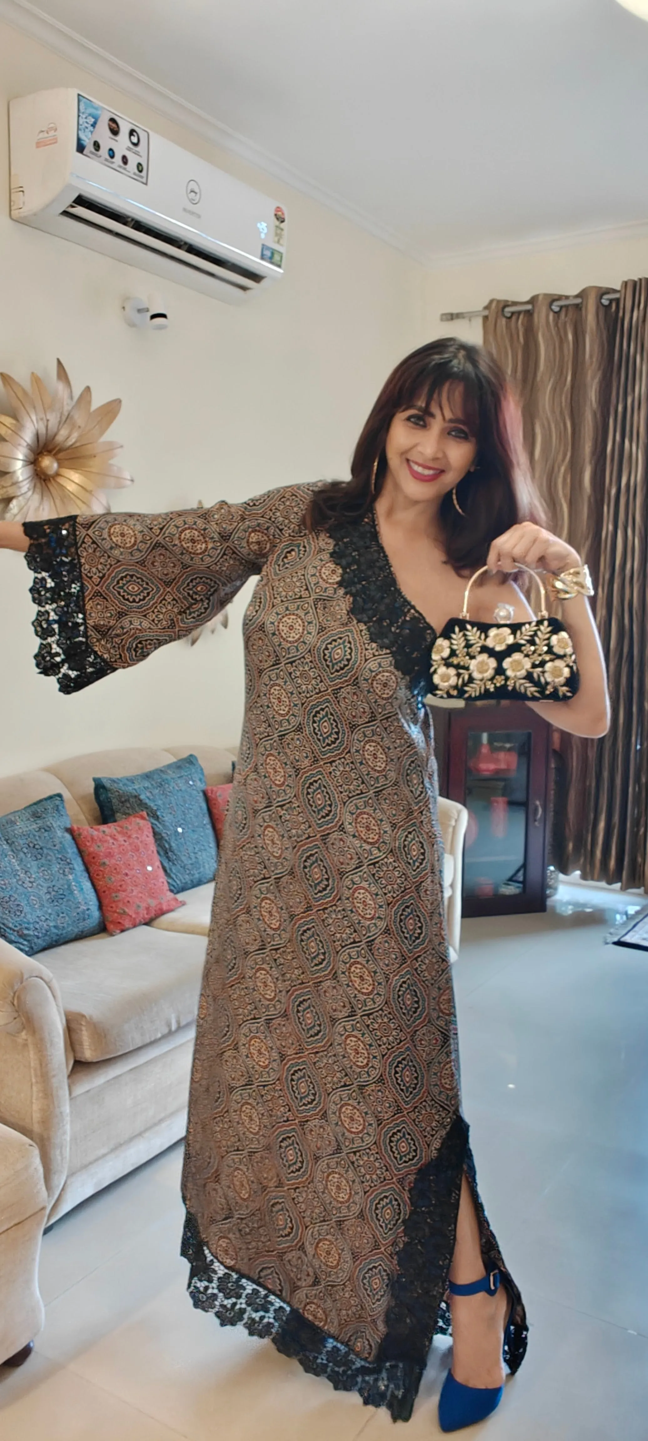 Modal Silk Off Shoulder Kaftan Dress
