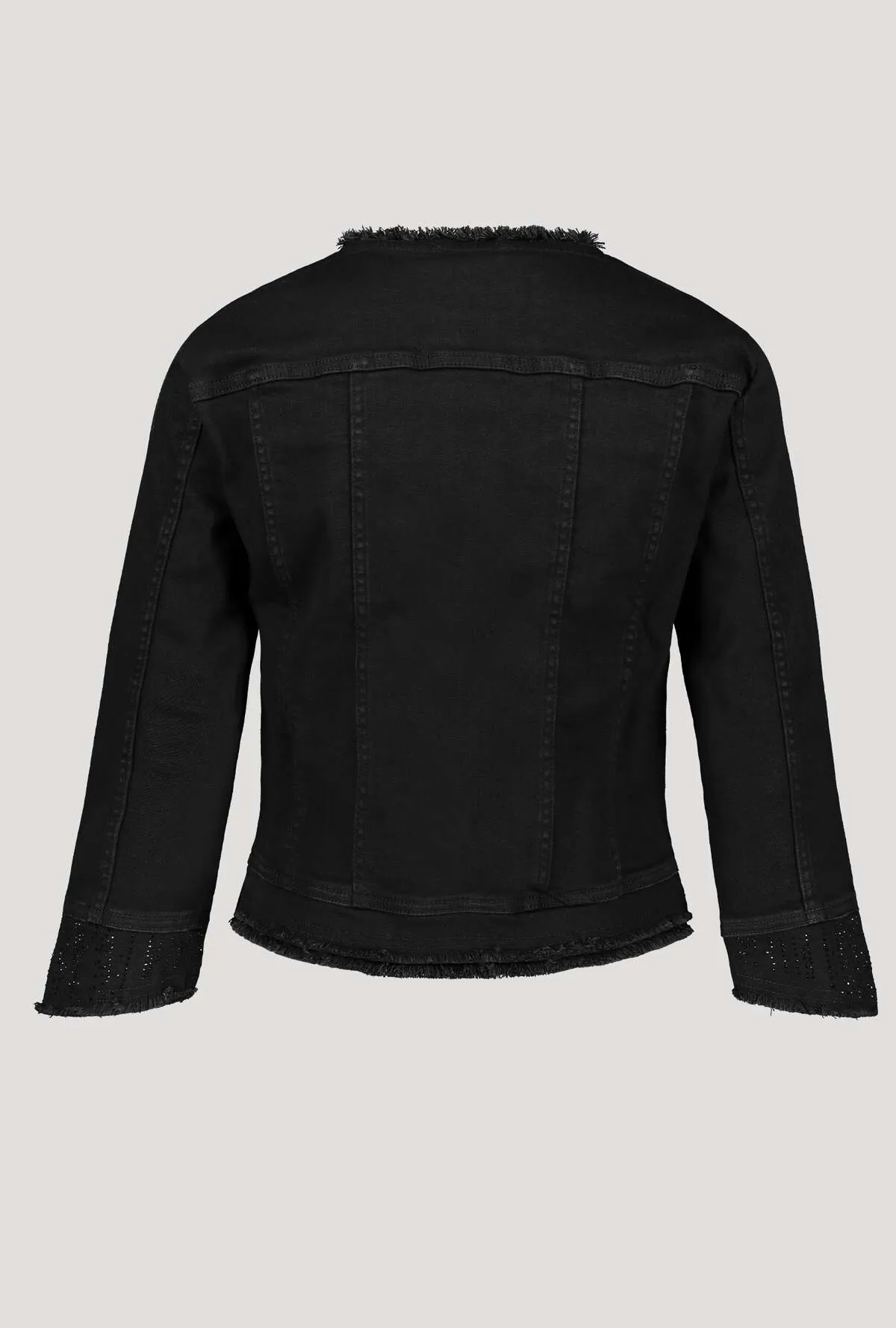 Monari 406580 Short Black Denim Jacket 3/4 Sleeves