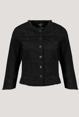 Monari 406580 Short Black Denim Jacket 3/4 Sleeves