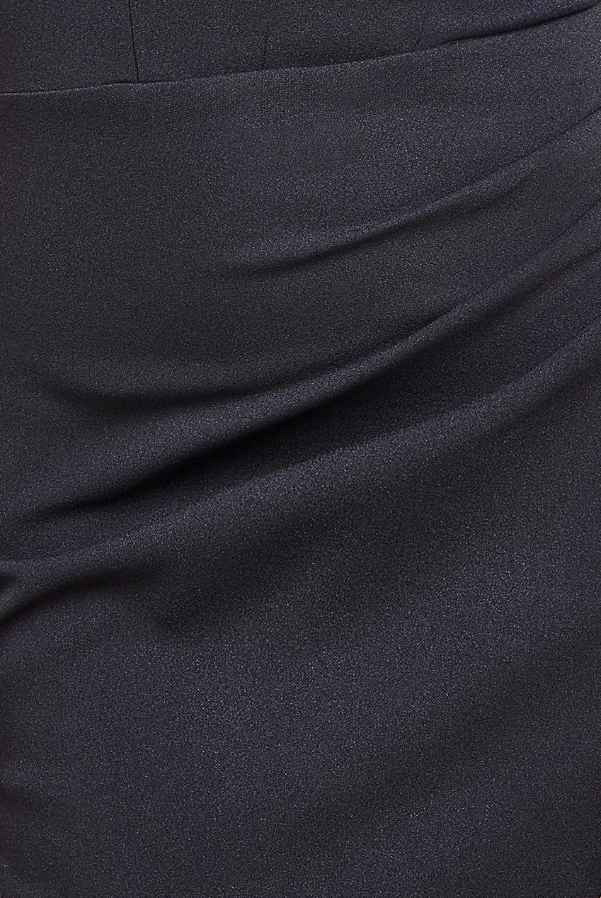 Off The Shoulder Draped Sleeve Maxi Dress - Black by Goddiva