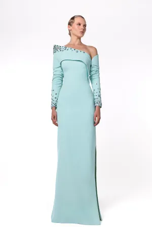 One-Shoulder Dress with Geometric Embellishments
